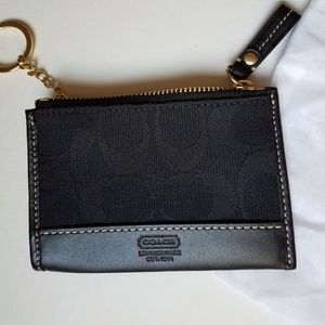 Coach Signature C Black  Skinny ID Case w/KeyChain